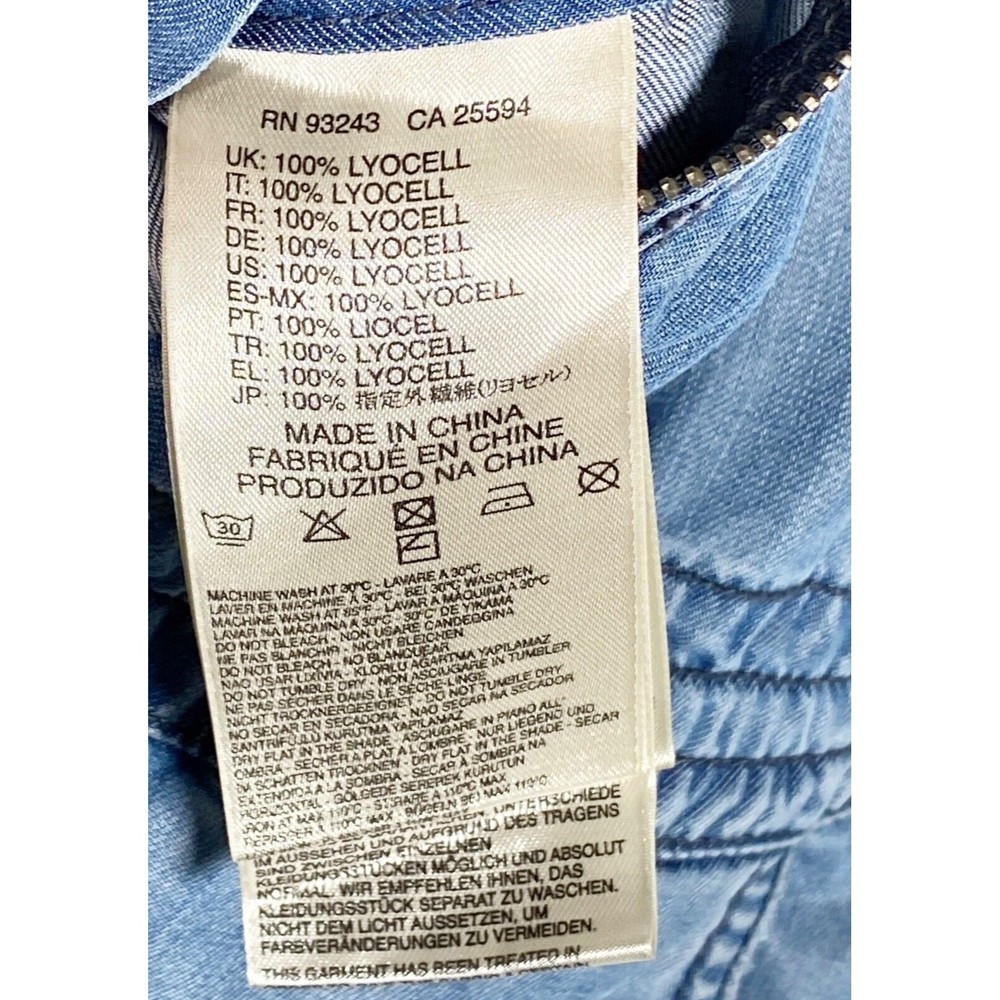 Diesel Womens Romper S Chambray Blue Sleeveless Pockets Lyocell Oversized Short - Picture 9 of 11